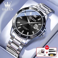 OLEVS | นาฬิกาข้อมือชาย Quartz Mechanical Authentic Black Water Ghost นาฬิกาข้อมือชาย สายหนัง นาฬิกา