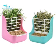 2x 2 In 1 Food Hay Feeder for Guinea Pigs, Rabbits, Rats, Chinchilla, Feeding Bowl for Grass and Food, Blue &amp; Pink