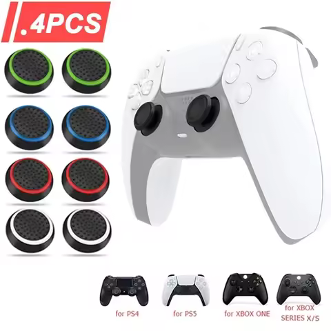New 4Pcs Silicone Thumb Stick Grip Caps, Compatible with Sony PS5 PS4 PS3 PS2 PS ONE, Xbox One/360, 