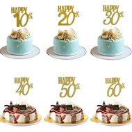 Happy 18/20/30/40/50/60th Anniversary Cupcake Topper Glitter Cake Birthday Party Decoration