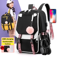 Women girls School Backpacks Anti Theft USB Charge Backpack Waterproof Bagpack School Bags Teenage Travel Bag