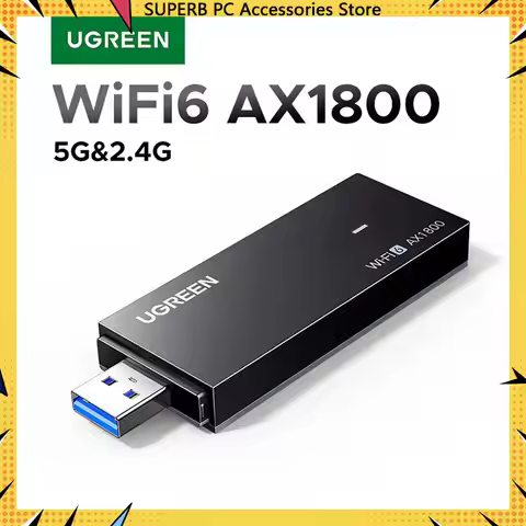 UGREEN WiFi Adapter WiFi6 AX1800 USB3.0 5G&2.4G Dual-band USB WiFi for PC Laptop USB Ethernet Receiv