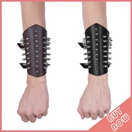 Unisex Faux Leather Metal Spikes Gauntlet Wristband Armband Medieval Bracers Protective Arm Armor Cu