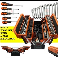 READYSTOCK 💥85pcs SET ALAT REPAIR KERETA MOTOR SPANAR tools set Cantilever Metal Tool Box Set 5 Sock