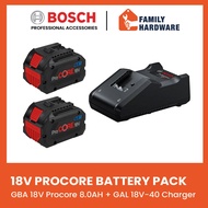 BOSCH ProCORE 18V 8.0Ah Battery Pack GAL1840V Charger Bosch Bateri Bosch Charger FAMILY HARDWARE