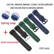 Suitable for Casio watch GA2100/GM5600/GM2100/DW5600/DW6900 octagonal farmhouse oak G-SHOCK green rubber silicone watch with strap accessories spring quick-release 16mm