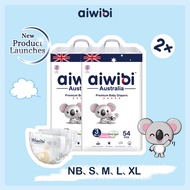 Aiwibi Premium Natural Night Diapers Tape Pants - S120/M108/L96/XL84 (2 Pack)