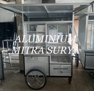 gerobak dorong aluminium atap roda motor keliling booth stan stall