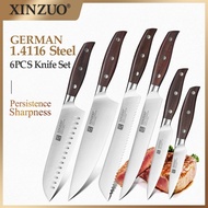 Hotsale 6Pcs Kitchen Knife Set Utility Cleaver Chef Bread Knives Hi