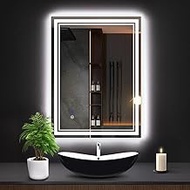 SaniteModar 24X36 Led Bathroom Mirror with Lights,Backlit + Front Lit,Anti-Fog, Dimmable,Memory Func