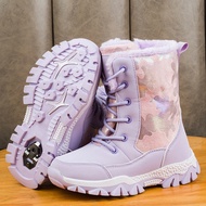 Fast Shipping Children Snow Boots Winter Fleece Lining Large Cotton Shoes Girls Large Size Boots Wol