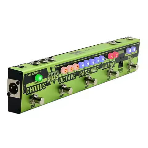 VALETON Dapper BASS Multi Effects Pedal Strip 6 in 1 Multi Effect Bass Tuner, Chorus,Octaver,Dirty Q
