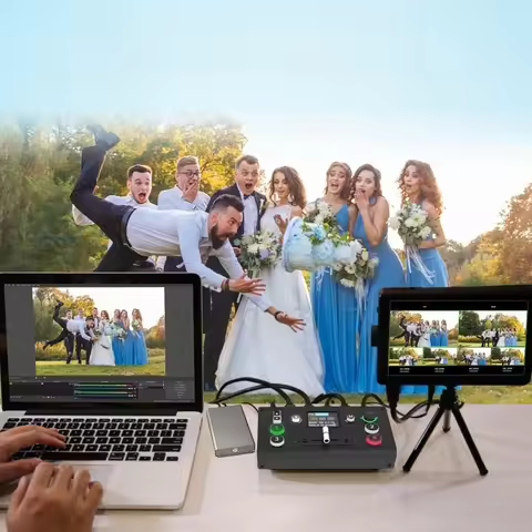 4K HDMI Video Mixer Switcher with 4 Inputs Dual Outputs PTZ Controller Live Stream