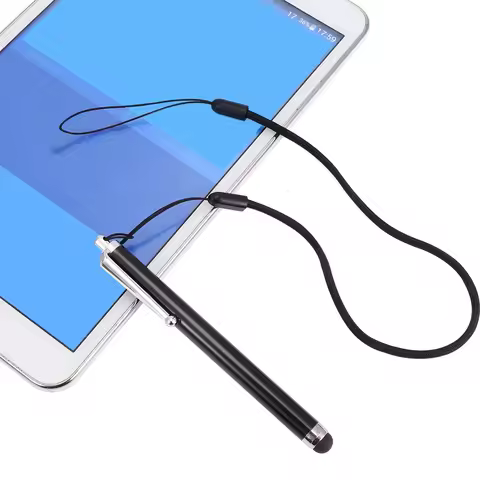5Pcs Capacitive Touch Screen Stylus Pen Metal Silicone 9mm Tip Anti-Lost Lanyard for Phone Tablet Wr