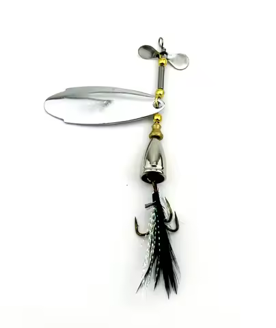 Hengjia 1pcs Spinner Spoon Bait Rooster Tail Fishing Lure with Treble Hooks Jig Metal Spinnerbait Fi
