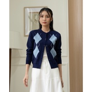 IWEARGRACIE - Argyle Knit Long Sleeve Top Women's Knit Top Women's Knit Cardigan Knit Top/