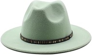 Wide Brim Wool Fedora Hat, White with Gold Band