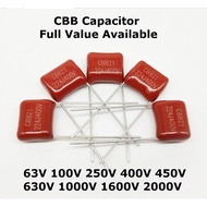 CBB Capacitor 0.1uf 100nf 105 2.2uf 63V 100V 250V 400V 630V CBB Metallized Polypropylene Film Capacitor