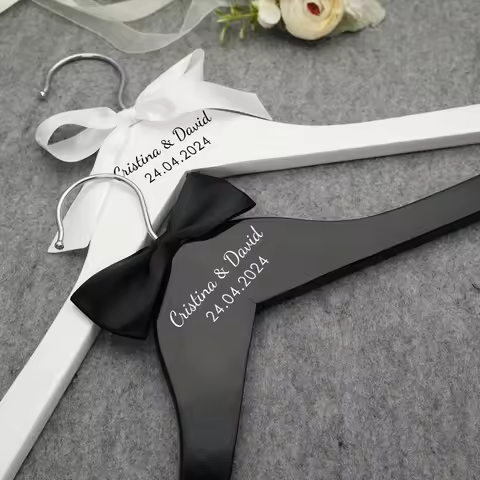 Personalized Wedding Hanger Bridal Hanger Custom Names and Date Wedding Dress Hanger Bride and Groom