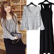 2020 Korean loose knit top blouse（separate top and shirt）