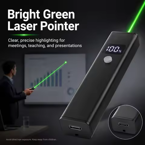Type-C Charging Square Tube Display Screen Laser Pointer Pen Dual Color Red & Astronomical pointing 