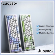 LUOYAO1 Bluetooth Keyboard, Silent  Backlit Wireless Keyboard,  L98 Tri-Mode With Knob Office Keyboa