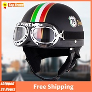 Retro Half Helmet Motorcycle Vintage Cruiser Tou Helmets Moto Scooter Vespa Open Face Helmets With Visor Goggles