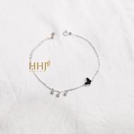Black butterfly bracelet with stone - HHJ - Silver S95