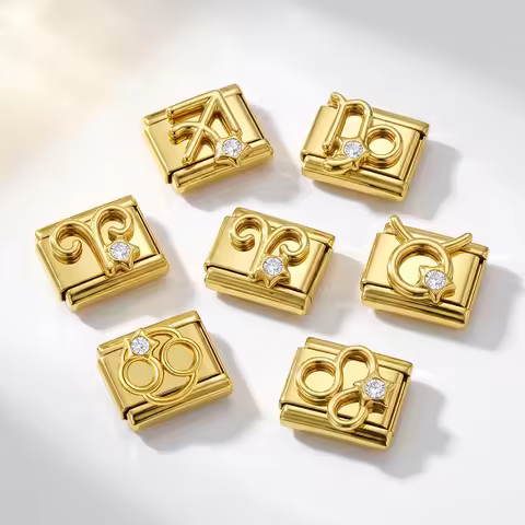 12 zodiac signs Women's Men's Jewelry DIY 9MM Width Italian Elastic Charm Bracelet Solid Color Stain