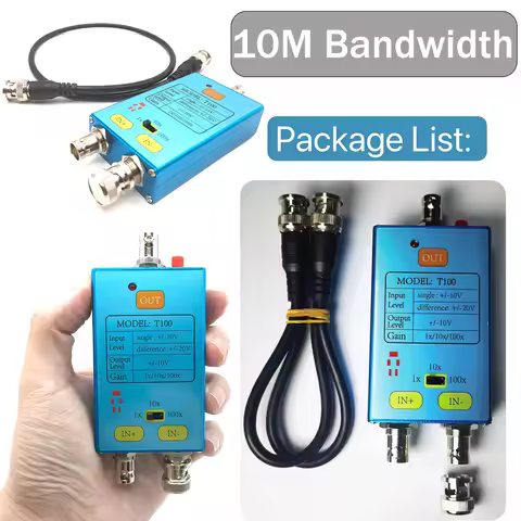10M Bandwidth Oscilloscope 1x/10x/100x Differential Probe Gain Split Probe Signal Amplifier For Weak