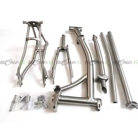 16 inch, 20 inch Disc Brake Titanium Brompton Folding Bike Frameset,Front and Rear, Triangle Folding