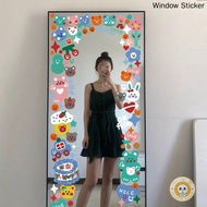 Ins Cartoon Cute Static Sticker Cloakroom Bedroom Dormitory Full Body Mirror Decoration Mirror Sticker Clothing Store Fitting Mirror Sticker