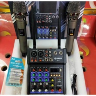 【 Ready Stock】YAMAHA 4 CHANNEL MIXER POWER WITH WIRELESS MICROPHONE G4