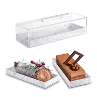 Rectangular Serving Tray with Lid Marbleized Grain Rectangular Cake Stand Acrylic Cake Holder Rectan