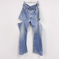 70年代牛仔褲/牛仔褲，開衩設計，SCOVILL拉鍊，拉鍊門襟，復古靛藍古著