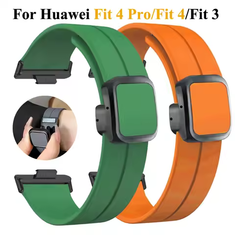 Magnetic Buckle Silicone Band For Huawei Watch Fit 4 Pro/Fit 4/Fit 3 Sport Bracelet Correa For Huawe