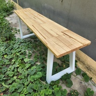 ม้านั่งยาวโมเดิร์น  เก้าอี้สนามนั่งเล่น ไม้ประสาน 1ตัว ก25xยxxส40ซม. ขาเหล็กสีดำและสีขาว แข็งแรง ทนท