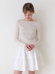 Needs 燕麥奶色條紋長袖 T 恤