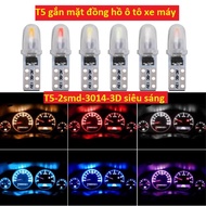 1 T5 2smd 3014 3D LED Bulb mounted on motorcycle clock face, car dashboard