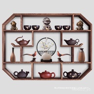 New Antique Shelf Solid Wood Chinese Style Wall-Mounted Duobao Pavilion Wall-Mounted Teapot Shelf Simple Modern Shelf