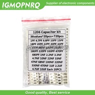 36Values 1pF-10uF Electronic Capacitor set 1206 SMD Ceramic Capacitor assortment kit 22PF 47PF 22NF 