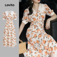 trendy3-Lovito Elegant Dress Colorblock Smooth Hand Feeling Spring/summer Dress for Women L137LD033 
