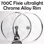 700C Chrome Alloy Rim Ultralight Set Racing Fixie Bike Basikal Front Rear Lidi road Gelung hub Bicyc