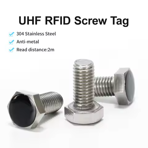 10pcs Screw 304 Stainless Steel High Temperature Resistant UHF Chip RFID Location Tracking UHD RFID