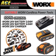 WORX 20V Cordless Accessories | 20V Max Lithium 2.0Ah Battery / 20V Max Lithium 4.0Ah Battery / WORX