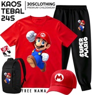 KATUN Super Mario Bros Kids T-Shirt and Jogger Pants Set 24S Cotton Bonus Hat Bag Free Name
