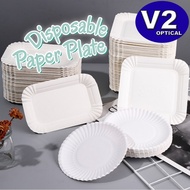 (10 PCS) Disposable Paper Plates Round Square Dessert Cake Plates One Time Use Paper Plate Buffet Pa