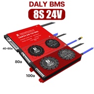 DALY BMS บอร์ด BMS สำหรับแบตเตอรี่ LiFePo4 (3.2V) 4S 8s 16S 12V 24V 48V 40A 50A 60a 80A 100A  Battery Management System + สาย Pair