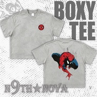 24H SHIP N9THNOVA BOXY DRAPEY Gray T-Shirt Spider Web Front Cartoon Back for Teen Anime F