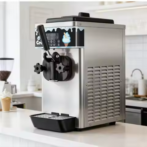 Desktop Electric Ice Cream Maker 220V Single Head Soft Ice Cream Machine 2.5L Capacity 4-5kg/h Digit